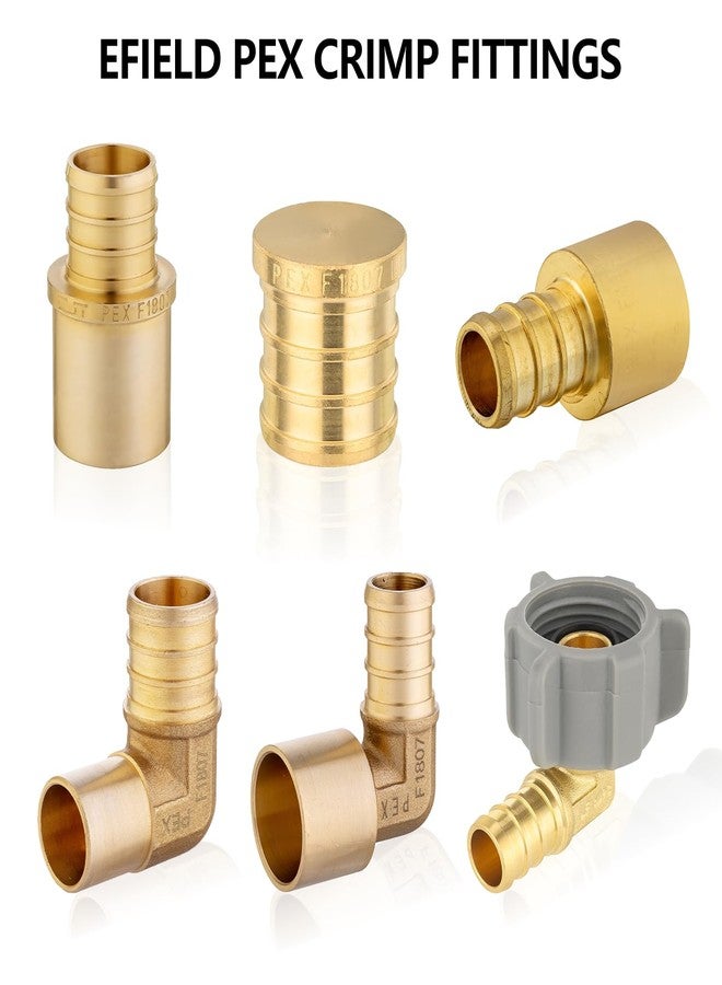 EFIELD (Pack of 5) EFIELD Pex 3/4" Pex x 1/2" Female NPT Swivel Adapter Barb Crimp Brass Fittings, ASTM F1807 (5),(PEX1807379-5PCS) - Image 4